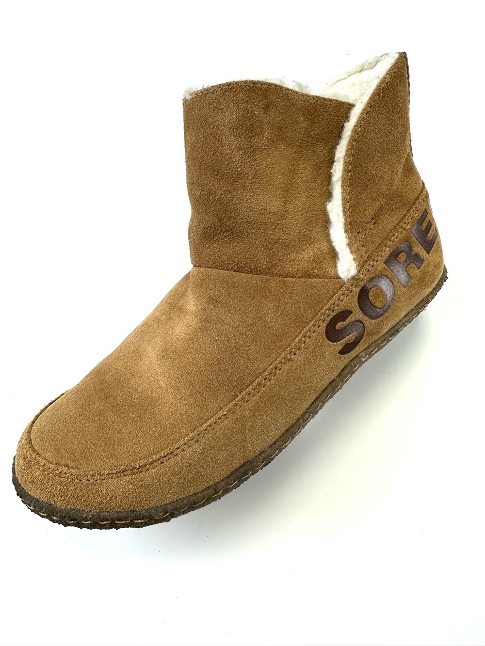 Sorel Nakiska Suede Bootie Slippers Womens Size 8 Faux Shearling Cabincore